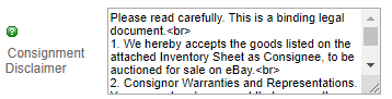 consignment disclaimer